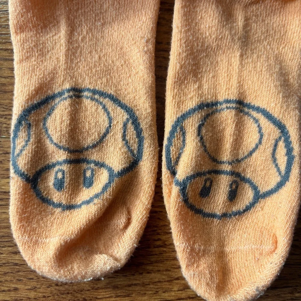 Orange Mushroom Mario Socks